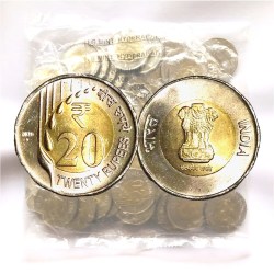 Rs 20 Coin Drop Series 2020 Hyderabad Mint 100 Coin Seal packed pouch X Rare Ltd Issue