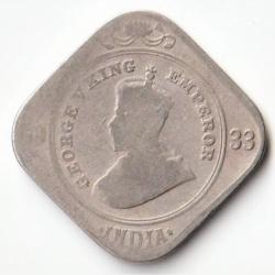 2 Anna of 1933Copper Nickel Coin of George V British India Coinage