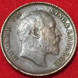Alternative view of 1909 India - British ¹⁄₁₂ Anna - Edward VII Top Condition Rare Coin Lowest Price #F75
