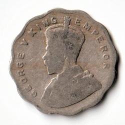 Alternative view of Rare One Anna 1934 Copper-Nickel Coin of Calcutta Mint King George V British India Coinage