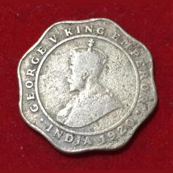 4 Anna's 1920 George V British India Rare Coin #N36