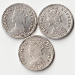 Rare Two Annas 1891 Silver Coin of Victoria Empress British India Coinage Randomly Single Coin Given from a Set