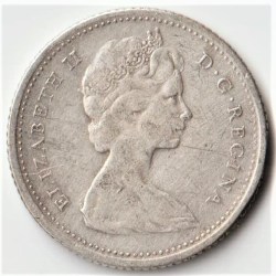 Alternative view of Rare 10 Cents Canada 1965 of Elizabeth II of Royal Canadian Mint Silver 2.33 g