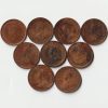 9 Coins Set of 1/12 Anna 1913 to 1939 Cooper Coins of King George V and George VI British India Coinage