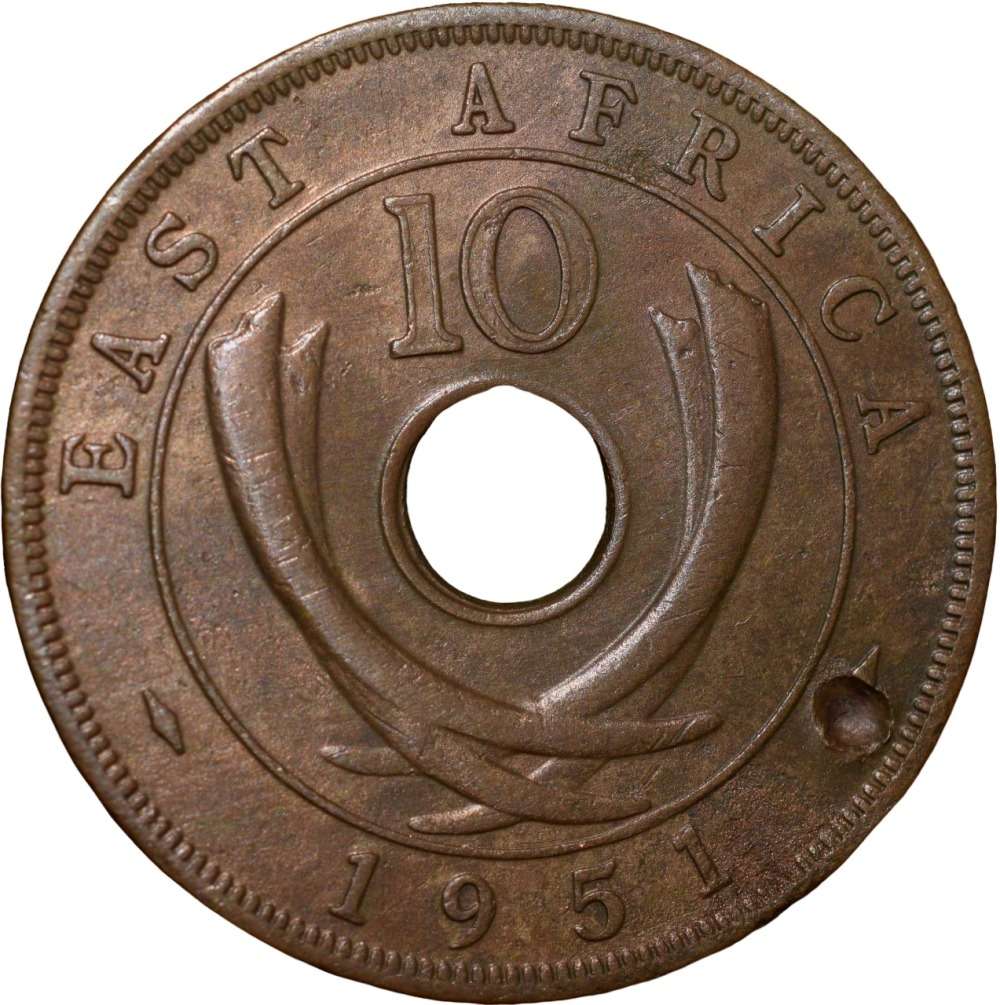 Bronze 10 Cents of George VI (AD 1951) of East Africa Scarce - Image 2