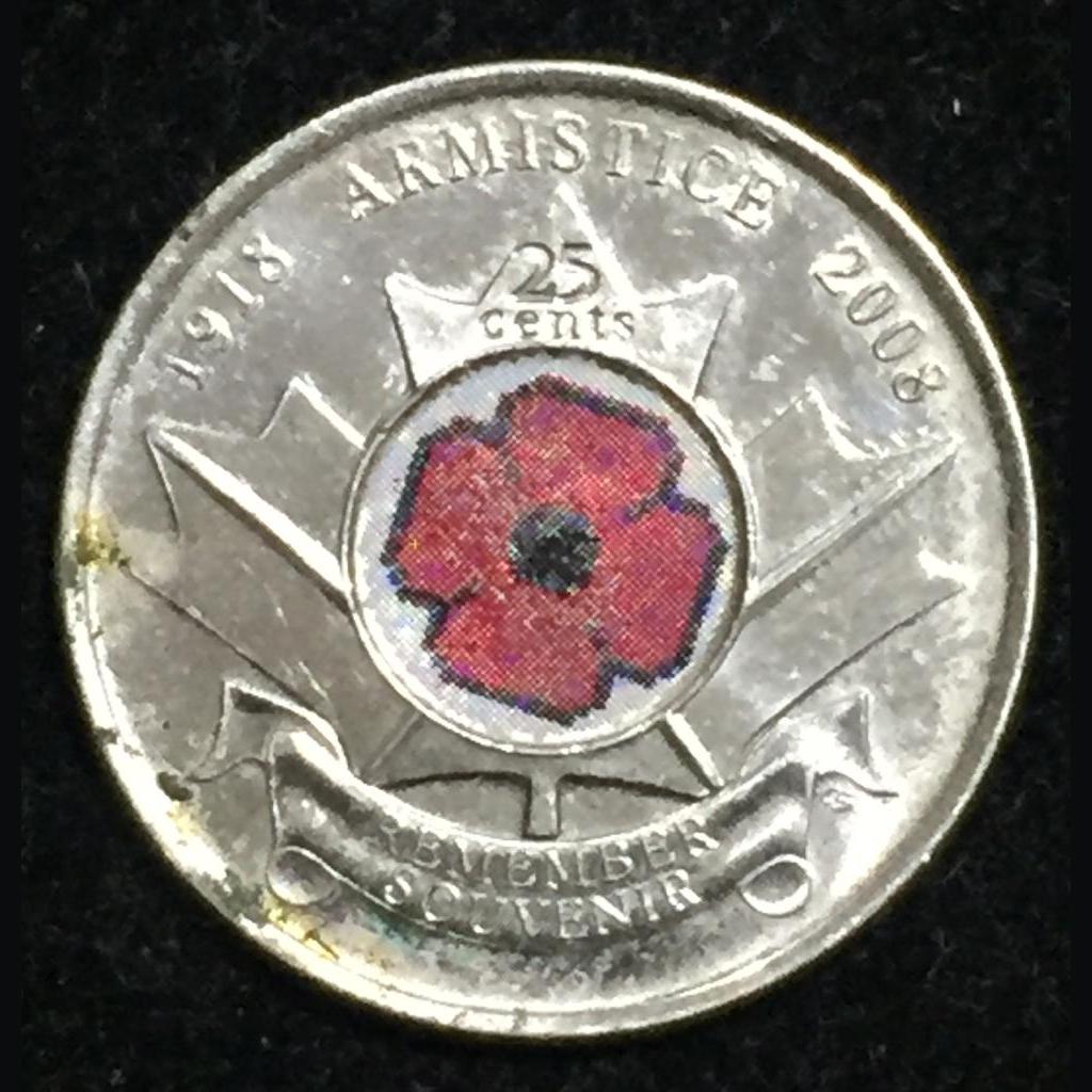 Canada 25 Cents 2008 - Elizabeth II Armistice Day Commemorative issue rare Coin #Z-341