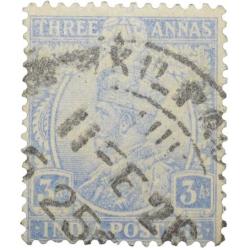 Postal Stamp of George V 3 Annas Dull Blue Colour Used as per Image.