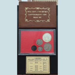 Alternative view of 1985 proof set indira Gandhi 4 pcs set rare with card box and certificate top condition