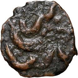 Copper 1/4 Trambiyo of Thakurs of Bhaunagar (AD 1759-1760) INO Shah Jahan III KM C13