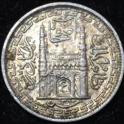 Hyderabad, Princely state of two Anna - Mir Usman Ali Khan Silver Rare Coin #V142