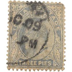 Postage Stamp of Edward VII Grey Colour 3 Pies Used Condition as per Image.