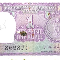 1 Rupee of Republic India (AD 1966) S. Bhoothlingam - Violet color. Smaller watermark window and num