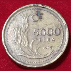 1995 Turkey 5000 Lira Coin #B151