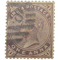 Postal Stamp of Victoria 1 Anna - Brown Colour - Used as per Image.