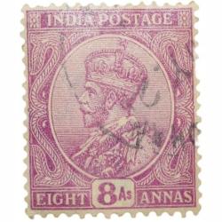 Postal Stamp of George V 8 Annas Purple Colour Used as per Image.