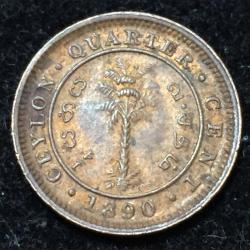 Sri Lanka › Ceylon (1890) ¼ Cent - Victoria Almost UNC Rare Coin Lowest price #Z-360