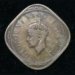 Alternative view of India - British 2 Annas 1942 - George VI Coin #Z-347