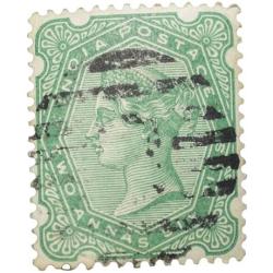 Postal Stamp of Victoria 2 Annas 6 Pies - Green Colour - Used as per Image.