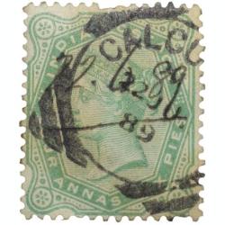Postal Stamp of Victoria 4 Annas 6 Pies - Green Colour - Used as per Image.