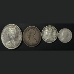 Alternative view of 1887 4 Coin Set Victoria Empress Compeled Set Rare Dates British India Set Lowest price set