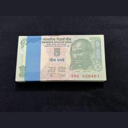Alternative view of Rs.5 GEM UNC 99 Notes Fancy DOUBLING Number Bundle without 420444 🌟 With 420420 🌟 Sign: D.Subbarao Inset: L Prefix: 39A Year: 2009