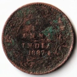 1/12 Anna 1887 Copper Coin of Victoria Empress British India Coinage