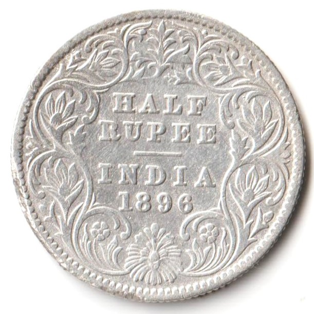 Rare Half Rupee 1896 of Calcutta Mint of Victoria Collectible British India Silver Coin