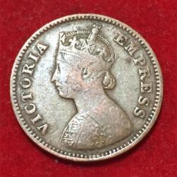 Alternative view of 1898 India - British ½ Pice - Victoria Rare Coin #N110