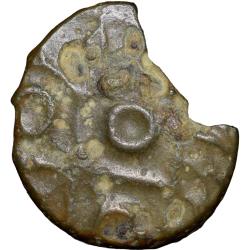 Alternative view of Potin Coin of Satavahan Dynasty (1st Cen. BC) from Nashik with Elephant/Ujjaini-Tree Railing