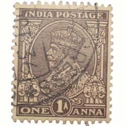 Postal Stamp of George V 1 Anna Brown Colour - Used Condition as per Image.