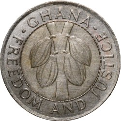 Alternative view of Bi-Metallic 100 Cedis of Ghana Country (AD 1999) with Cocoa Plants