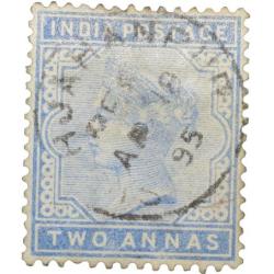 Postal Stamp of Victoria 2 Annas - Blue Colour - Used as per Image.