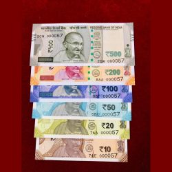 Rs 10 to 500 India Banknote Solid Fancy Set 000057 Gem Unc Unique Collection Rare