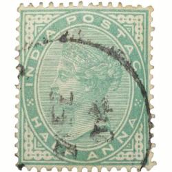 Postal Stamp if Victoria 1/2 Anna Green Colour - Used Condition as per Image.