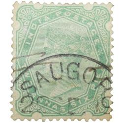 Postal Stamp of Victoria 2 Annas 6 Pies - Green Colour - Sougar(Sagar) Cancellation - Used Condition