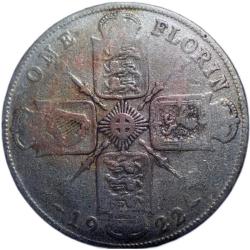 Alternative view of Silver Florin of George V (AD 1922) from Great Brittain