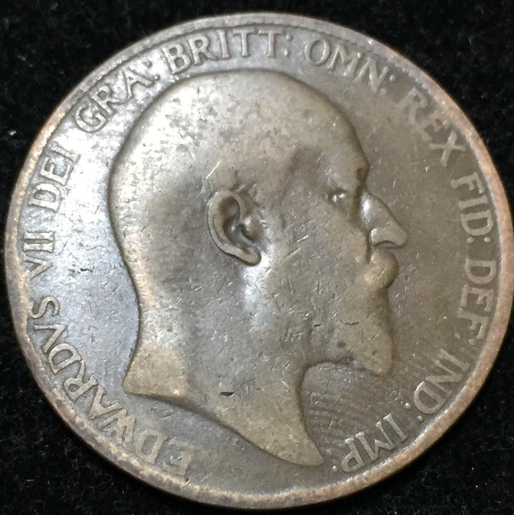 1905 United Kingdom 1 Penny - Edward VII Rare Lowest Price Coin #V94