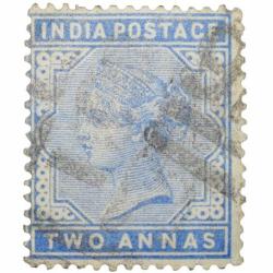 Postal Stamp of Victoria 2 Annas - Blue Colour - Used as per Image.