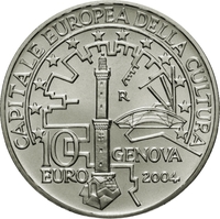 Alternative view of Italy 10 Euro Genoa European Cultural Capital Silver Limited Mintage 2004 Issue
