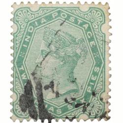 Postal Stamp of Victoria 2 Annas 6 Pies - Green Colour - Used Condition as per Image.