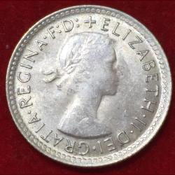 Alternative view of 1962 Australia 6 Pence - Elizabeth II with "F:D:" Silver Coin #N236
