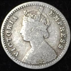 Alternative view of 1892 India - British 2 Annas - Victoria British India Silver Rare Lowest Price Coin #V204