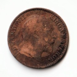 Alternative view of Rare 1/12 Anna 1907 Bronze Standard Circulation Coin of King Edward VII British India Coinage