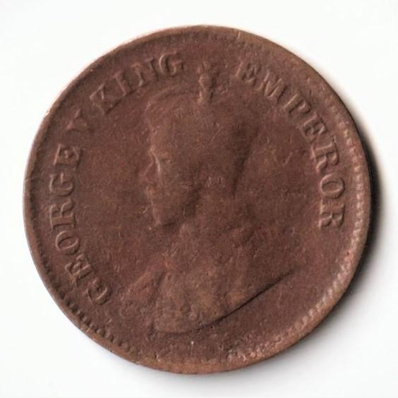 Rare 1/2 Pice 1917 Bronze Coin of King George V Standard Circulation Coin of British India - Image 2