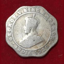4 Anna's 1920 George V British India Rare Coin #N37