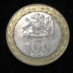 Chile 100 Pesos 2009 Lowest price Bimetallic Coin #D-11