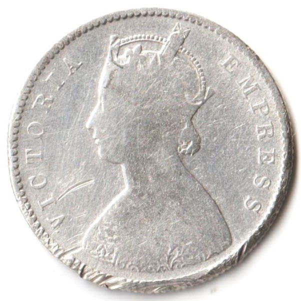 Rare Half Rupee 1896 of Calcutta Mint of Victoria Collectible British India Silver Coin - Image 2
