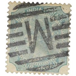 Postal Stamp of Victoria 4 Annas (AD 1866) Blue Colour - Used Condition as per Image.