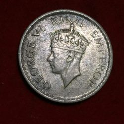 Alternative view of Rare 1940 ½ Rupee - George VI British - India Silver Coin #L-321