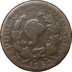 Old Copper-Nickel 5 Centavos of Colombia Country (AD 1960)
